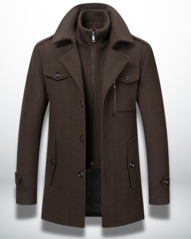 Edward | Men's Wool Winter Coat with Zip Collar