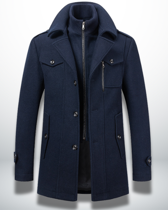 Edward | Men's Wool Winter Coat with Zip Collar