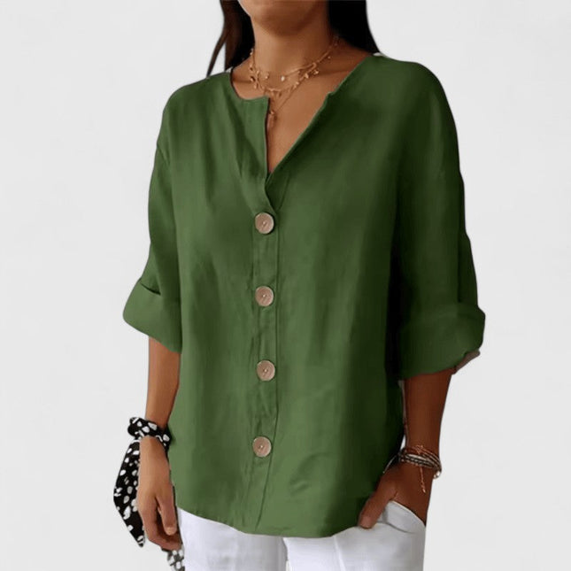 Elara | Button Front Relaxed Fit Blouse