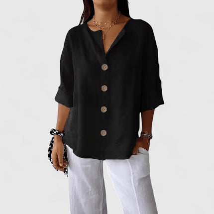 Elara | Button Front Relaxed Fit Blouse