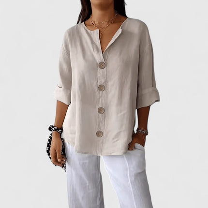 Elara | Button Front Relaxed Fit Blouse