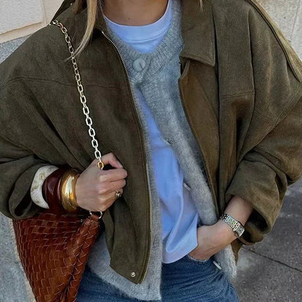 Elarvienne | Women's Oversized Jacket Collared Relaxed Casual
