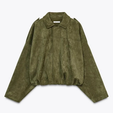 Elarvienne | Women's Oversized Jacket Collared Relaxed Casual