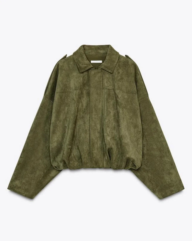 Elarvienne | Women's Oversized Jacket Collared Relaxed Casual