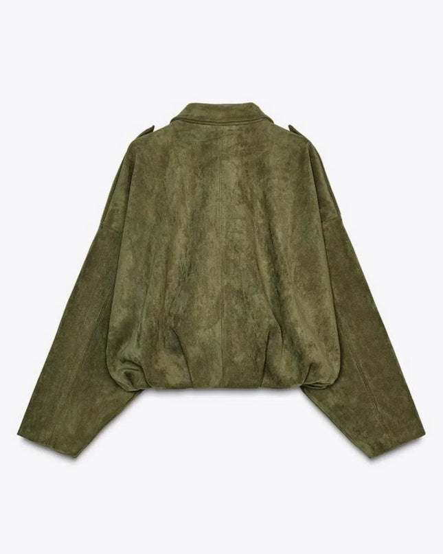 Elarvienne | Women's Oversized Jacket Collared Relaxed Casual
