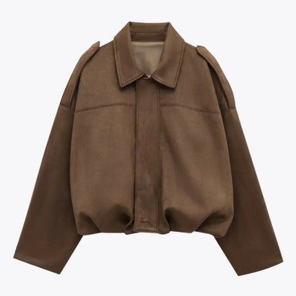 Elarvienne | Women's Oversized Jacket Collared Relaxed Casual