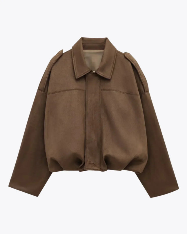Elarvienne | Women's Oversized Jacket Collared Relaxed Casual
