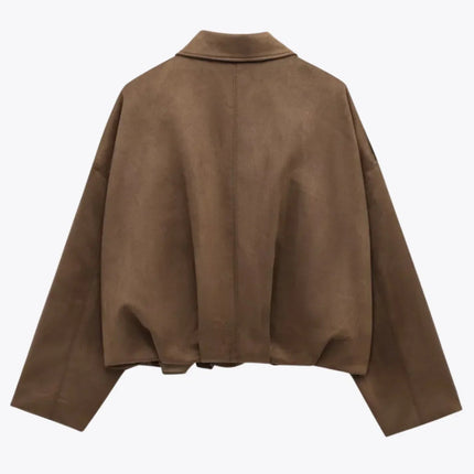 Elarvienne | Women's Oversized Jacket Collared Relaxed Casual