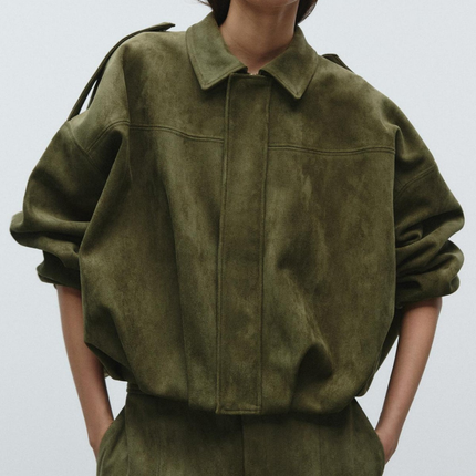 Elarvienne | Women's Oversized Jacket Collared Relaxed Casual