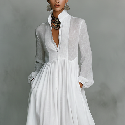 Eleanor | Button Front Long Sleeve Maxi Dress