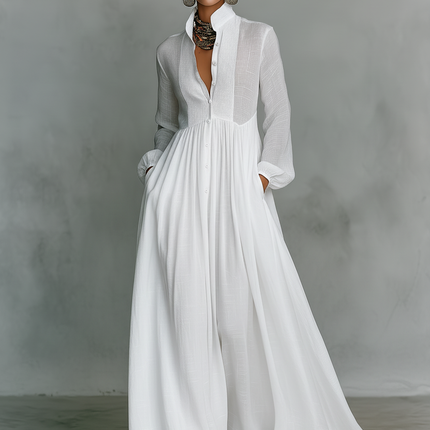 Eleanor | Button Front Long Sleeve Maxi Dress