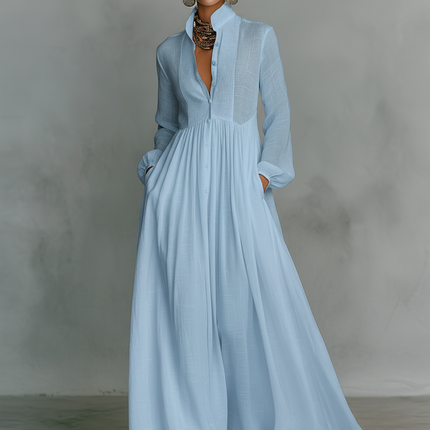 Eleanor | Button Front Long Sleeve Maxi Dress