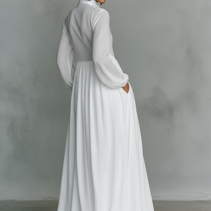 Eleanor | Button Front Long Sleeve Maxi Dress