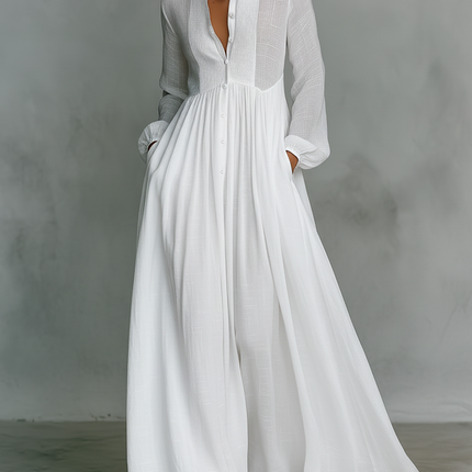 Eleanor | Button Front Long Sleeve Maxi Dress