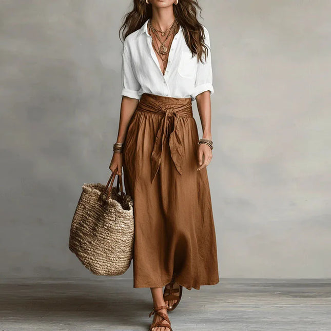 Eleanora | Relaxed Blouse & Tie Waist Skirt Set