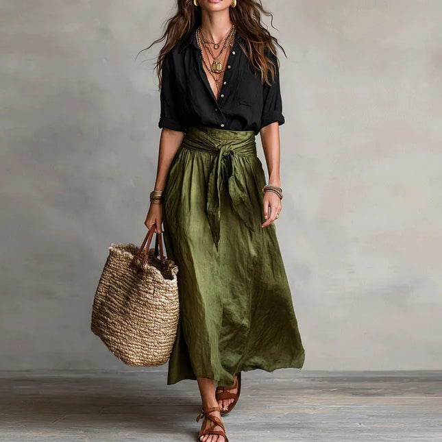 Eleanora | Relaxed Blouse & Tie Waist Skirt Set
