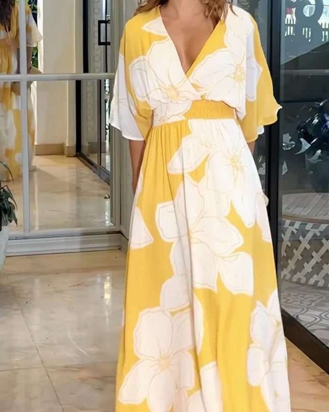 Elena | Floral V-Neck Maxi Dress