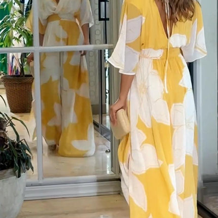 Elena | Floral V-Neck Maxi Dress