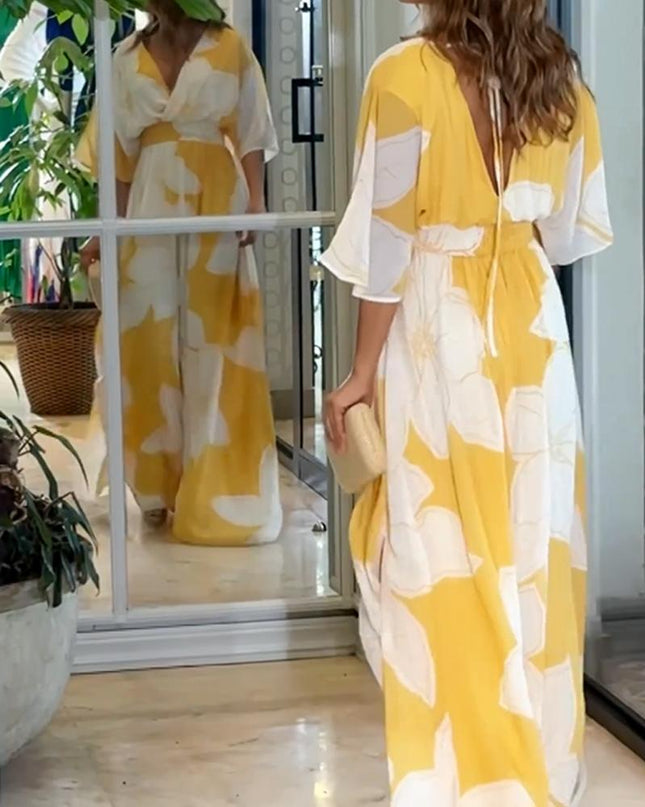 Elena | Floral V-Neck Maxi Dress