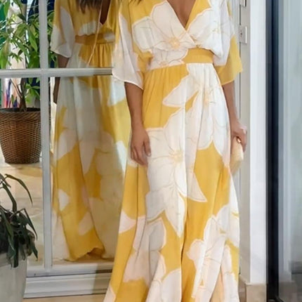Elena | Floral V-Neck Maxi Dress