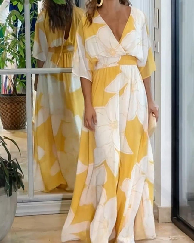 Elena | Floral V-Neck Maxi Dress