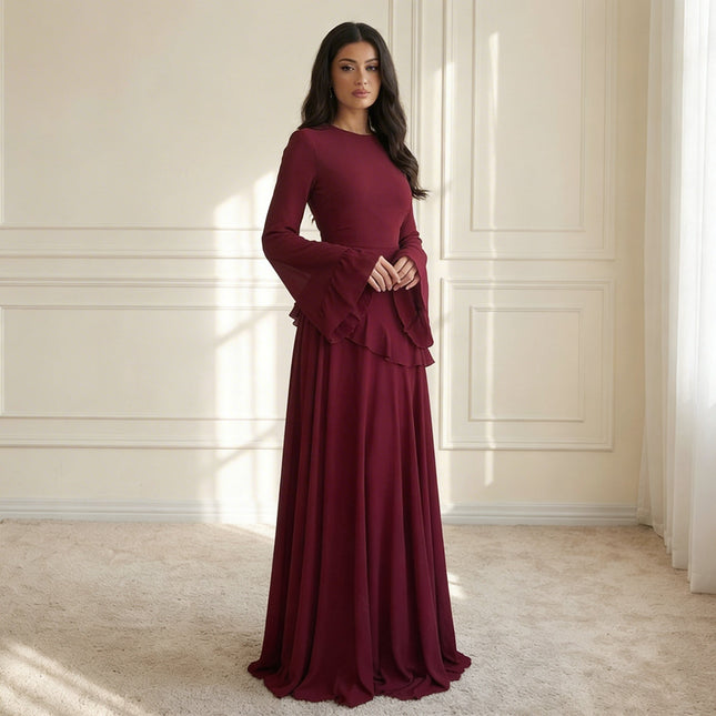 Elowyn | Graceful Elegance Women's Long Sleeve Maxi Dress