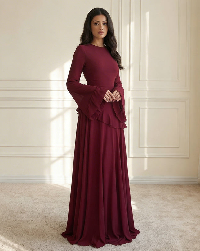 Elowyn | Graceful Elegance Women's Long Sleeve Maxi Dress