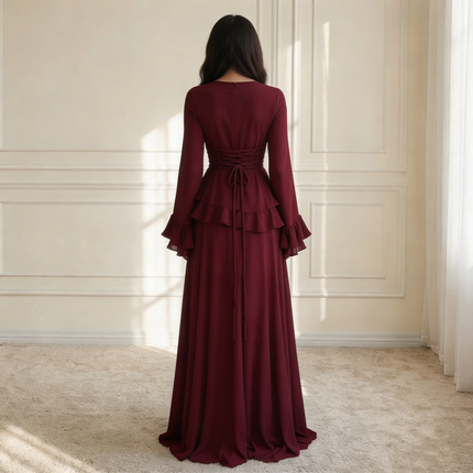 Elowyn | Graceful Elegance Women's Long Sleeve Maxi Dress