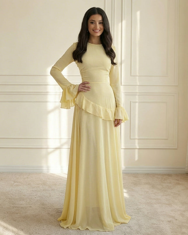 Elowyn | Graceful Elegance Women's Long Sleeve Maxi Dress