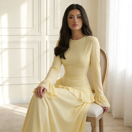 Elowyn | Graceful Elegance Women's Long Sleeve Maxi Dress
