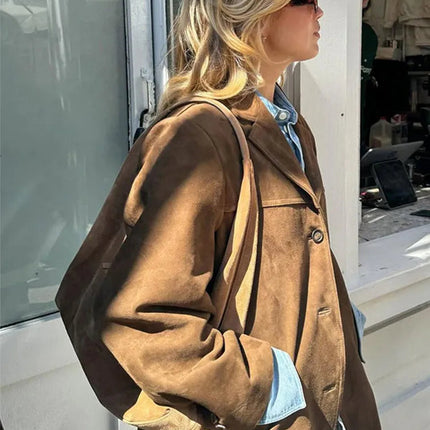 Elvarine | Women's Button-Up Jacket Patch Pockets Casual Fall