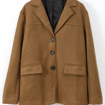 Elvarine | Women's Button-Up Jacket Patch Pockets Casual Fall