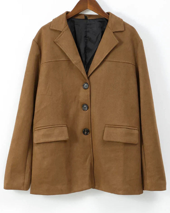 Elvarine | Women's Button-Up Jacket Patch Pockets Casual Fall