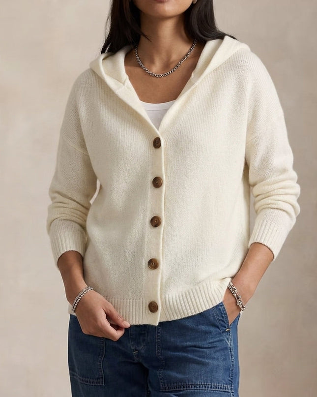 Emma | Women's Hooded Cardigan Button Front Knit Sweater