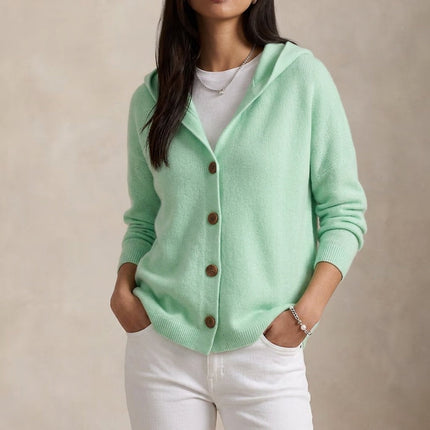 Emma | Women's Hooded Cardigan Button Front Knit Sweater