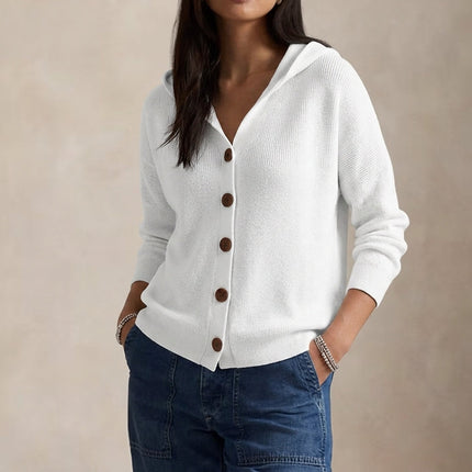 Emma | Women's Hooded Cardigan Button Front Knit Sweater