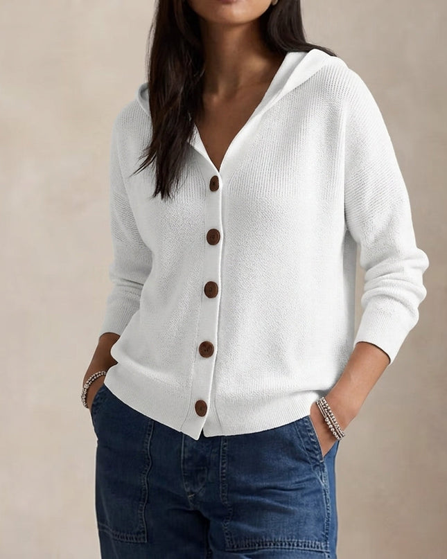Emma | Women's Hooded Cardigan Button Front Knit Sweater