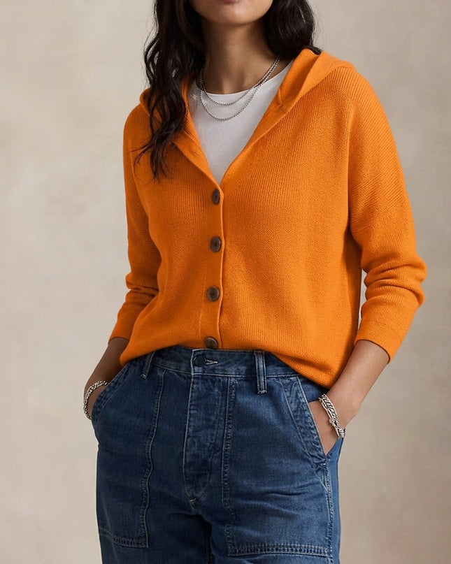 Emma | Women's Hooded Cardigan Button Front Knit Sweater