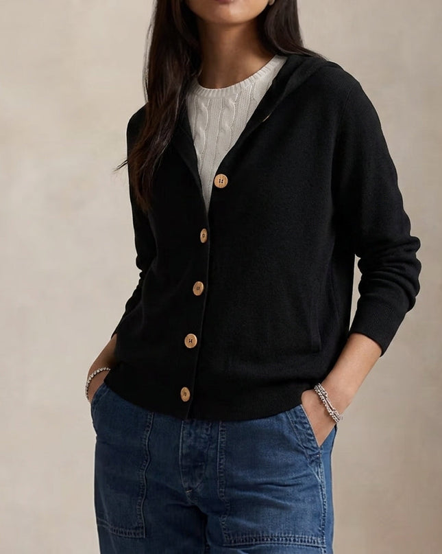 Emma | Women's Hooded Cardigan Button Front Knit Sweater
