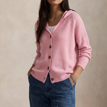 Emma | Women's Hooded Cardigan Button Front Knit Sweater
