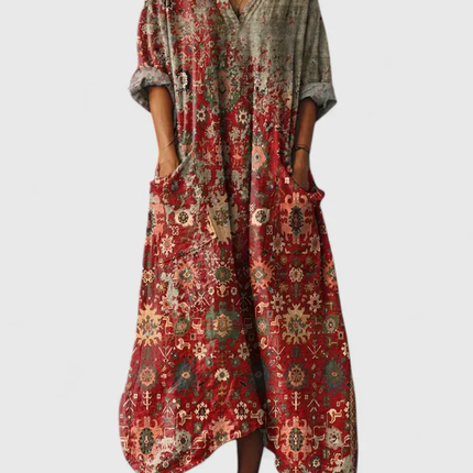 Eulalie | Printed Pocket Boho Maxi Dress