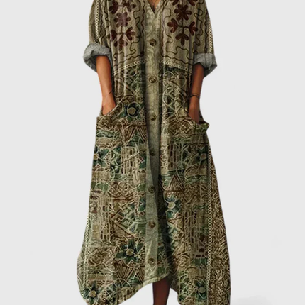 Eulalie | Printed Pocket Boho Maxi Dress