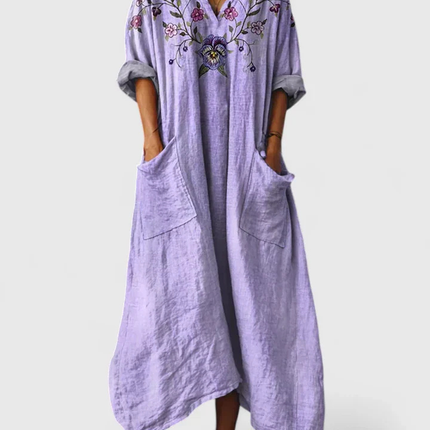 Eulalie | Printed Pocket Boho Maxi Dress