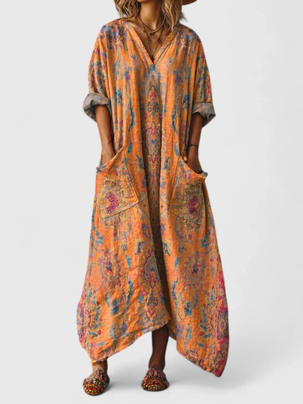 Eulalie | Printed Pocket Boho Maxi Dress