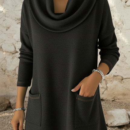 Eulalie | Women's Cowl-Neck Sweater Dress with Pockets