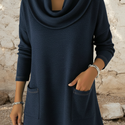 Eulalie | Women's Cowl-Neck Sweater Dress with Pockets