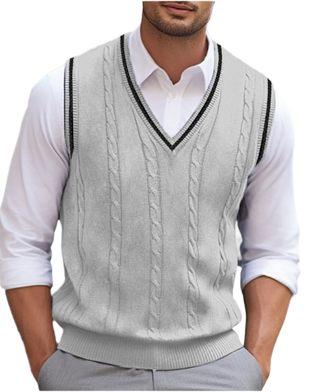 Evander | Men's Cable Knit V-Neck Sweater Vest