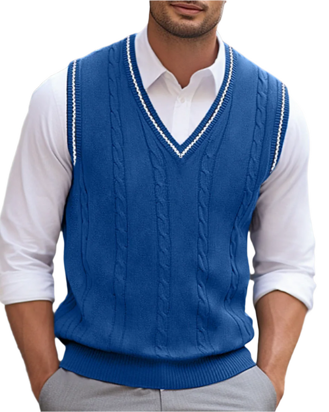 Evander | Men's Cable Knit V-Neck Sweater Vest