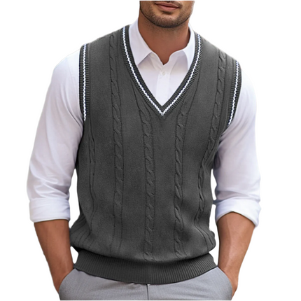 Evander | Men's Cable Knit V-Neck Sweater Vest