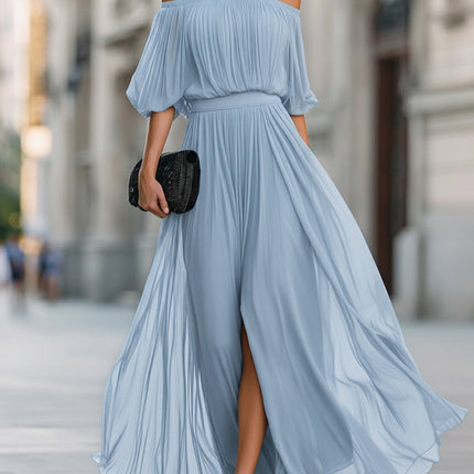 Evelisse | Women's Off-Shoulder Maxi Dress Pleated Formal Wedding Guest